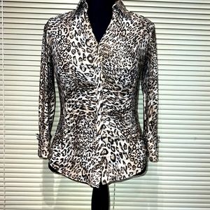 INC GLITTER CHEETAH BUTTON CRYSTAL DOWN FITTED TOP NWT SMALL